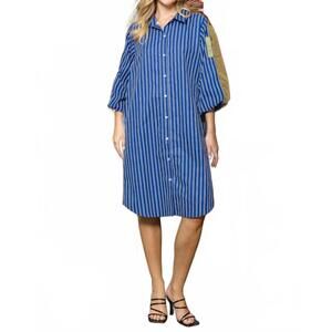 NEW JOH karishma multi mixed tunic dress in navy/olive